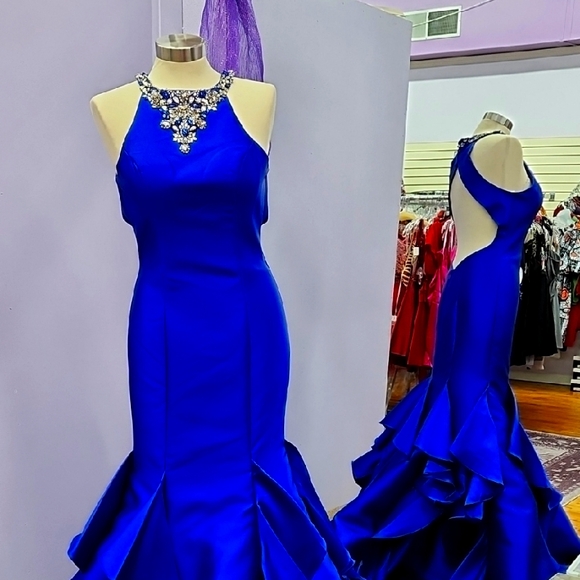 Elegant Blue Sleeveless Gown